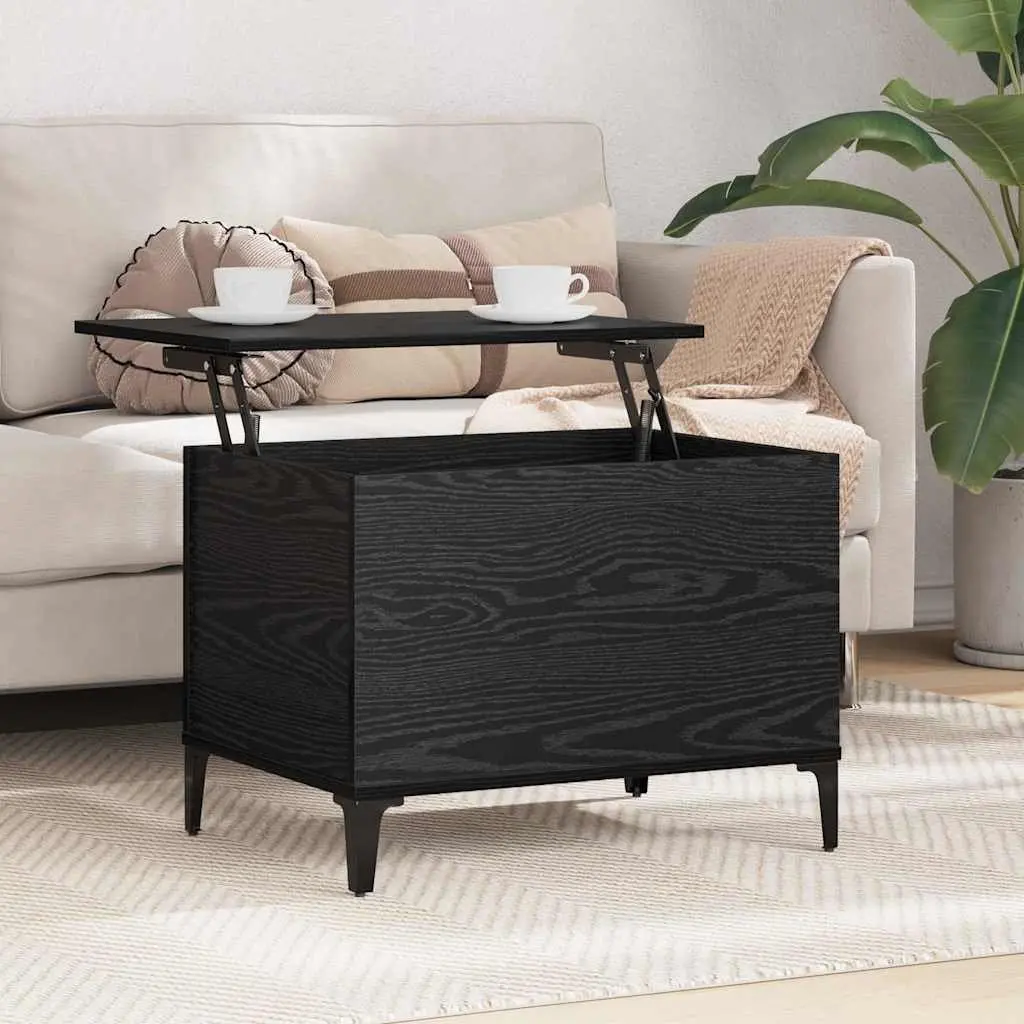 Coffee Table Living Room Black Oak Modern 60 x 44.5 x 45 cm Engineered Wood