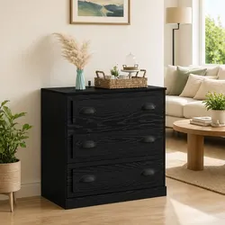 Dimensions of 70cm Black Oak Engineered Wood Sideboard