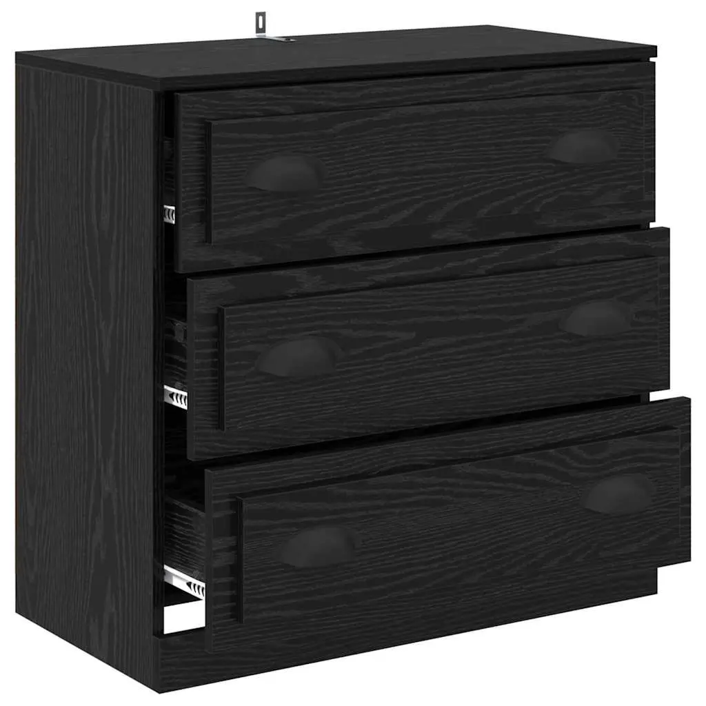 Sideboard Black Oak 70cm Storage Cabinet Dining Room