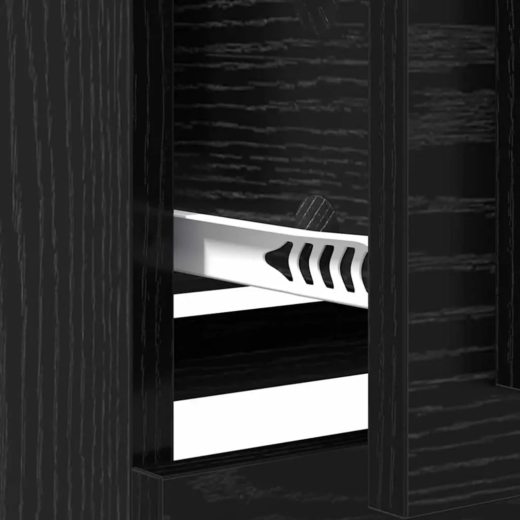 Sideboard Black Oak 70cm Storage Cabinet Dining Room