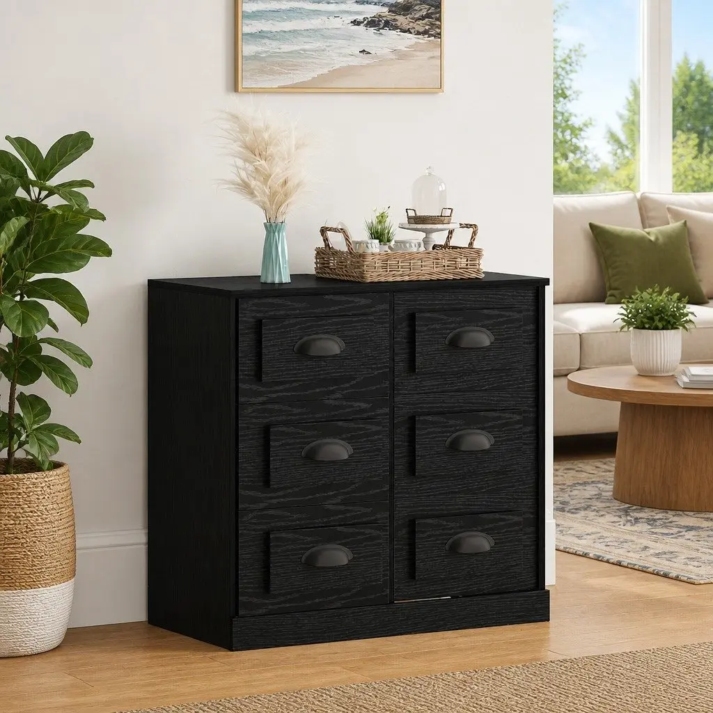 Sideboard Storage Cabinet Living Room Dining 70cm Black Oak