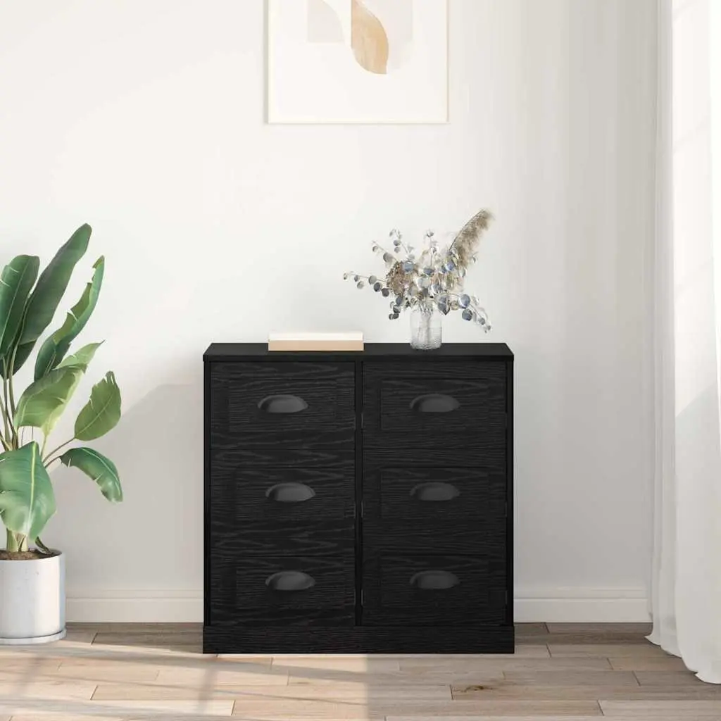 Sideboard Storage Cabinet Living Room Dining 70cm Black Oak