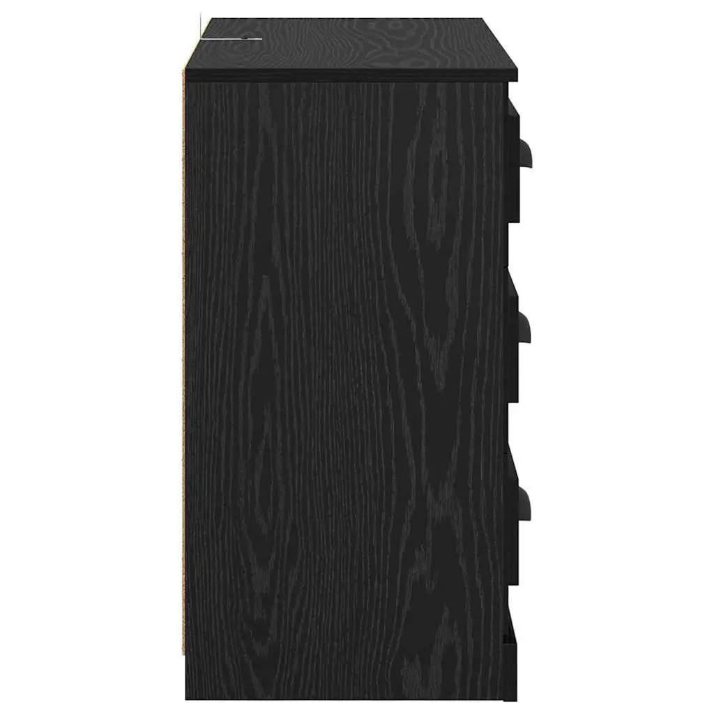 Sideboard Storage Cabinet Living Room Dining 70cm Black Oak