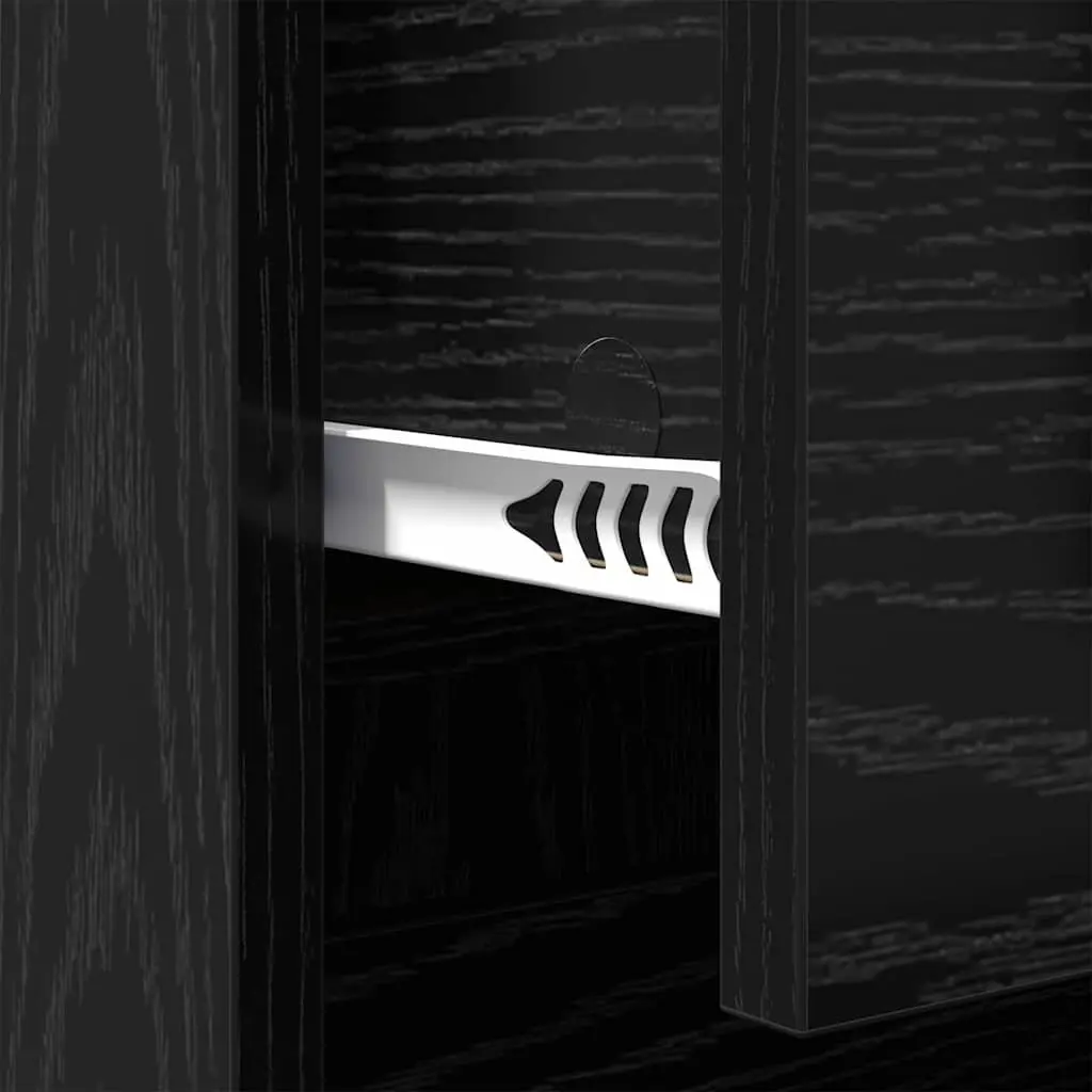 Sideboard Storage Cabinet Living Room Dining 70cm Black Oak