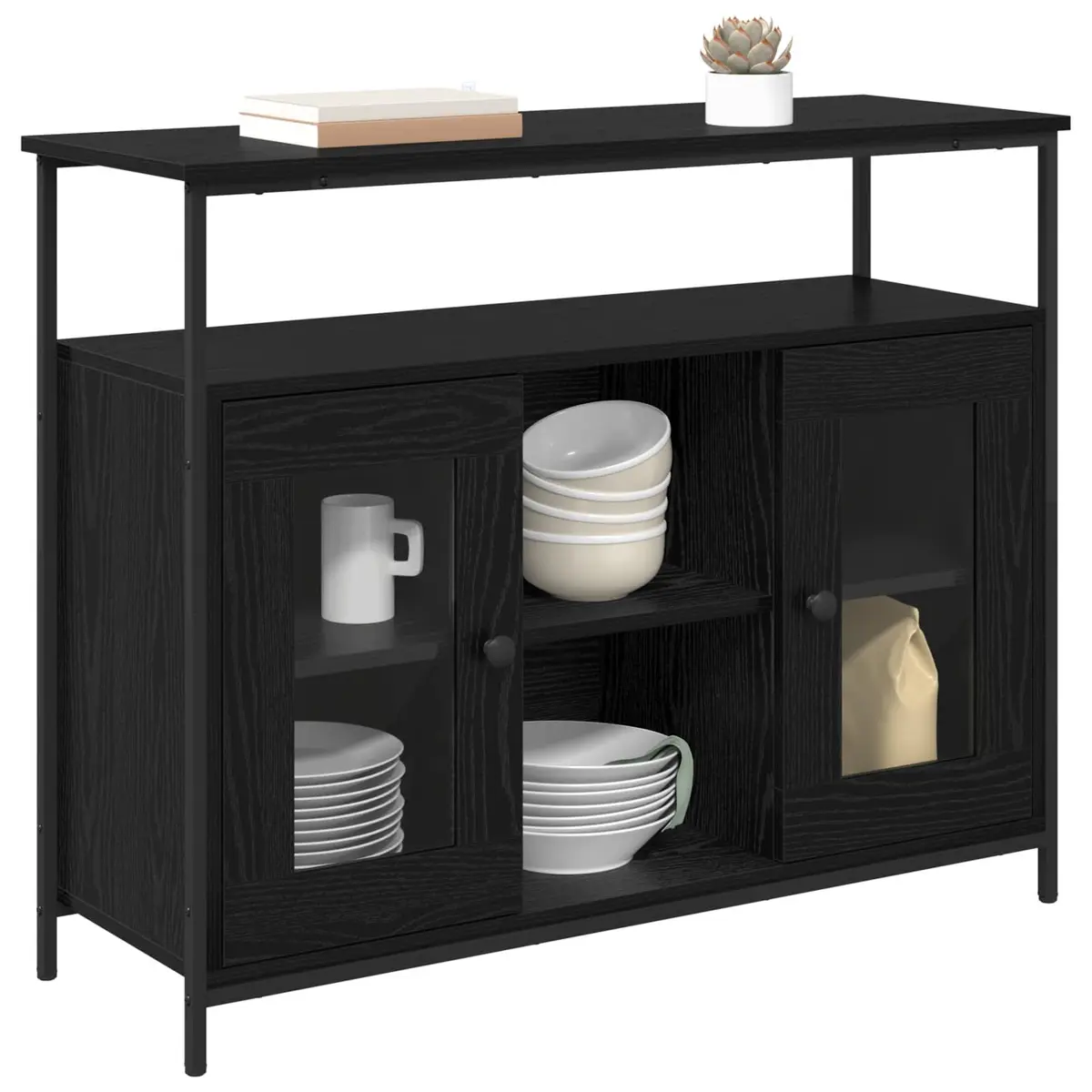 Black Oak Engineered Wood Sideboard