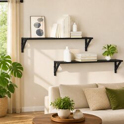 Engineered Wood Floating Shelves, 80 x 15 x 15.5 cm, Black