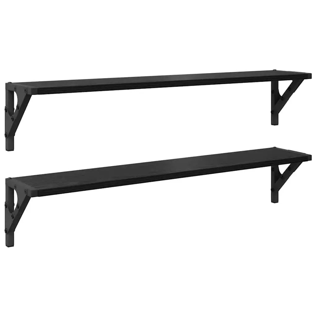 Wall Shelves Living Room Bedroom 80 x 15 x 15.5 cm Black Engineered Wood Floating Shelves 2 Piece