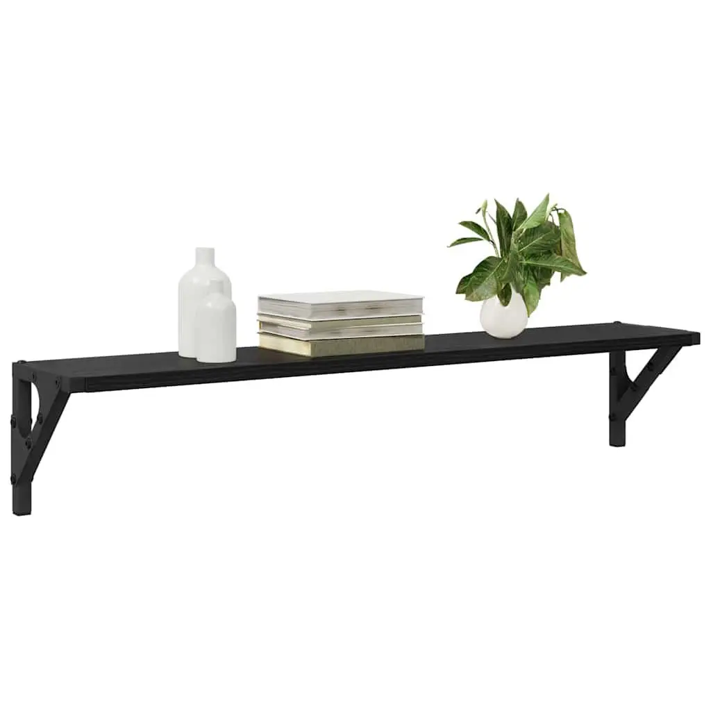 Wall Shelves Living Room Bedroom 80 x 15 x 15.5 cm Black Engineered Wood Floating Shelves 2 Piece