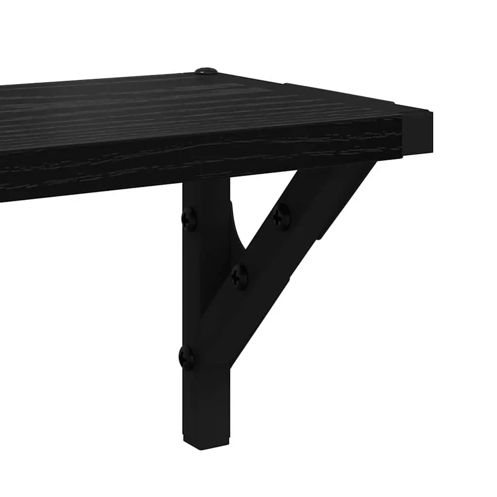 Wall Shelves Living Room Bedroom 80 x 15 x 15.5 cm Black Engineered Wood Floating Shelves 2 Piece