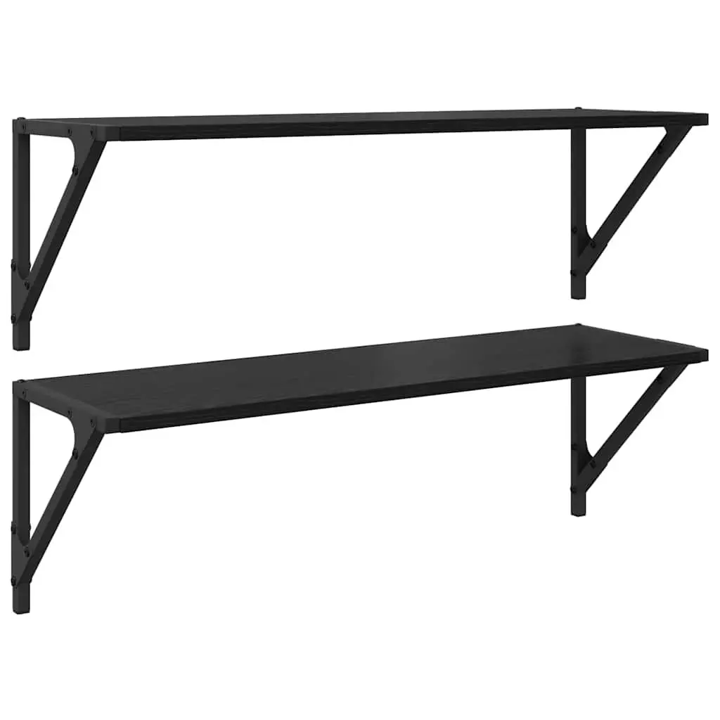 Wall Shelves Black 80 x 25 x 25.5 cm Engineered Wood Modern Floating 2 pcs