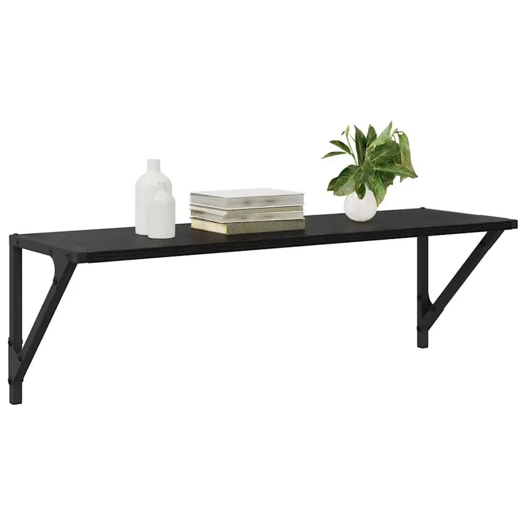 Wall Shelves Black 80 x 25 x 25.5 cm Engineered Wood Modern Floating 2 pcs