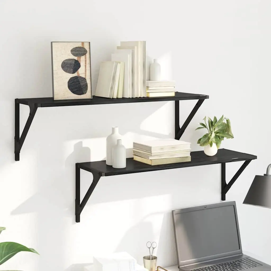 Wall Shelves Black 80 x 25 x 25.5 cm Engineered Wood Modern Floating 2 pcs