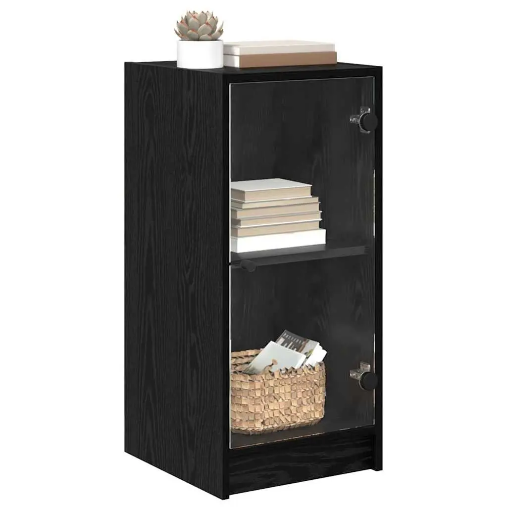 Black Sideboard with Glass Doors