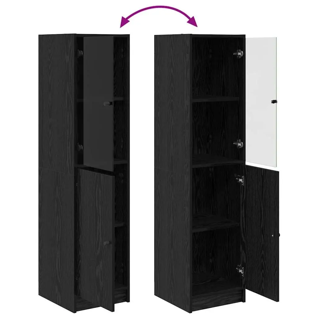 Black Oak Highboard Storage Cabinet for Dining Room Kitchen 35 x 37 x 142 cm