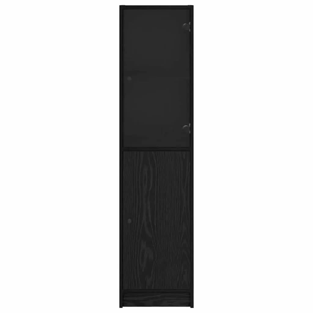 Black Oak Highboard Storage Cabinet for Dining Room Kitchen 35 x 37 x 142 cm