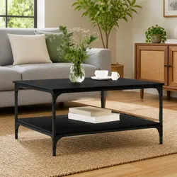 Coffee Table Dimensions: 80 x 80 x 40 cm - Black Industrial Style
