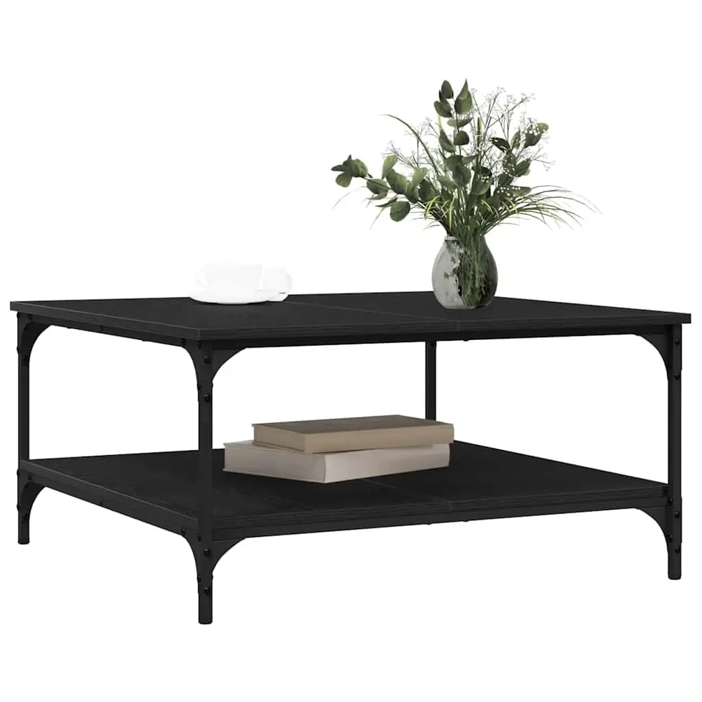Coffee Table Black Industrial Living Room Furniture Engineered Wood Storage
