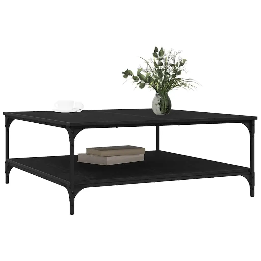 Industrial Coffee Table Black Oak 100x100x40cm Living Room Furniture Storage
