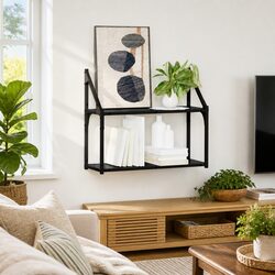 Wall Shelf Dimensions: 60 x 21 x 51 cm in Black Oak