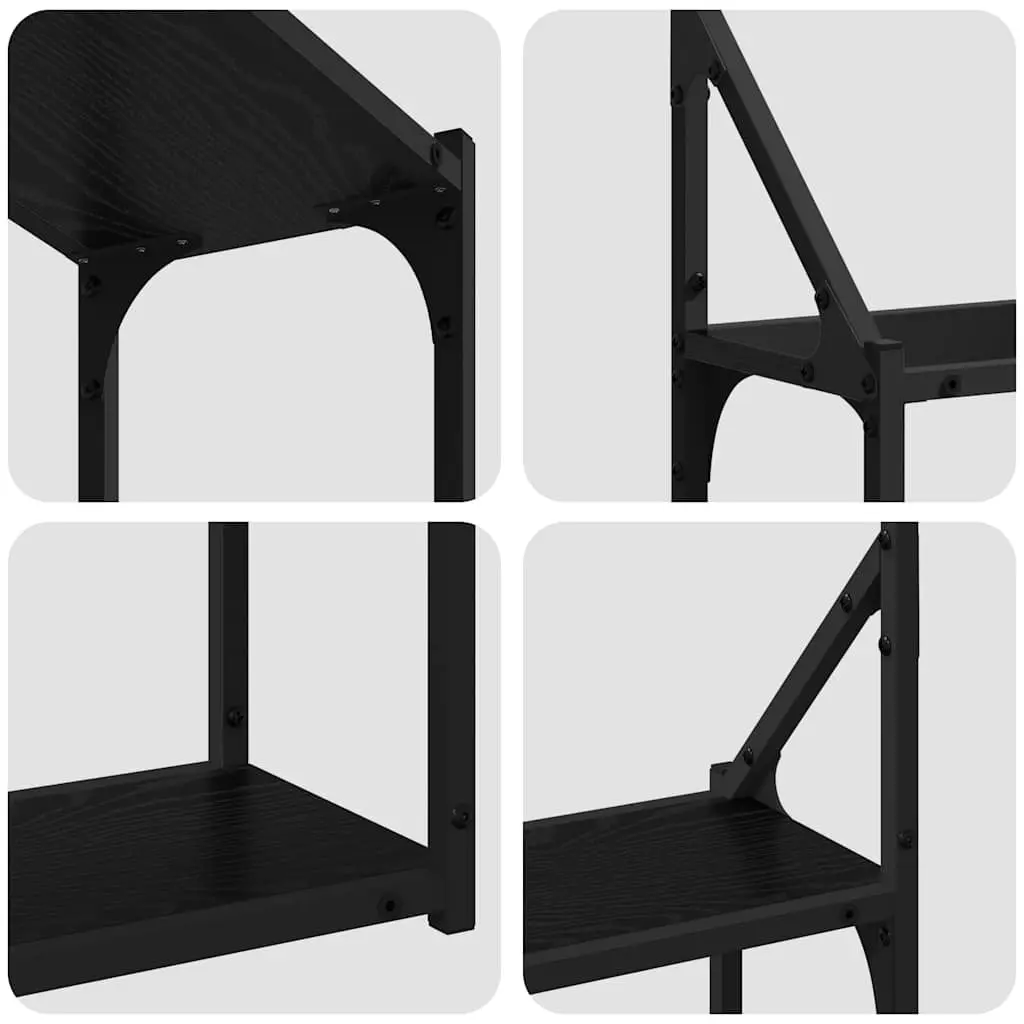 Wall Shelf Black Oak Engineered Wood Storage Display Shelving Unit 60 x 21 x 51