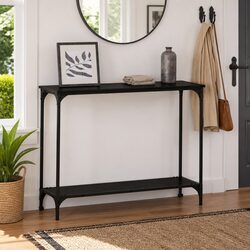 Console Table Black Engineered Wood End Table Hallway Entryway Storage Display