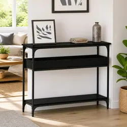 Console Table Specs: Black Oak, Steel Frame, 100 x 29 x 75 cm