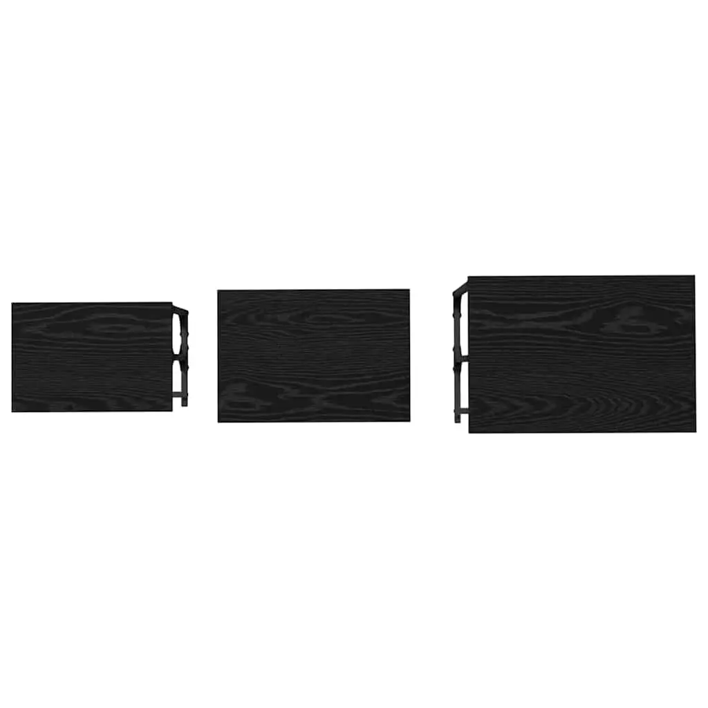 Nesting Coffee Table 3 Pcs Black Industrial Modern Living Room Accent Tables Set