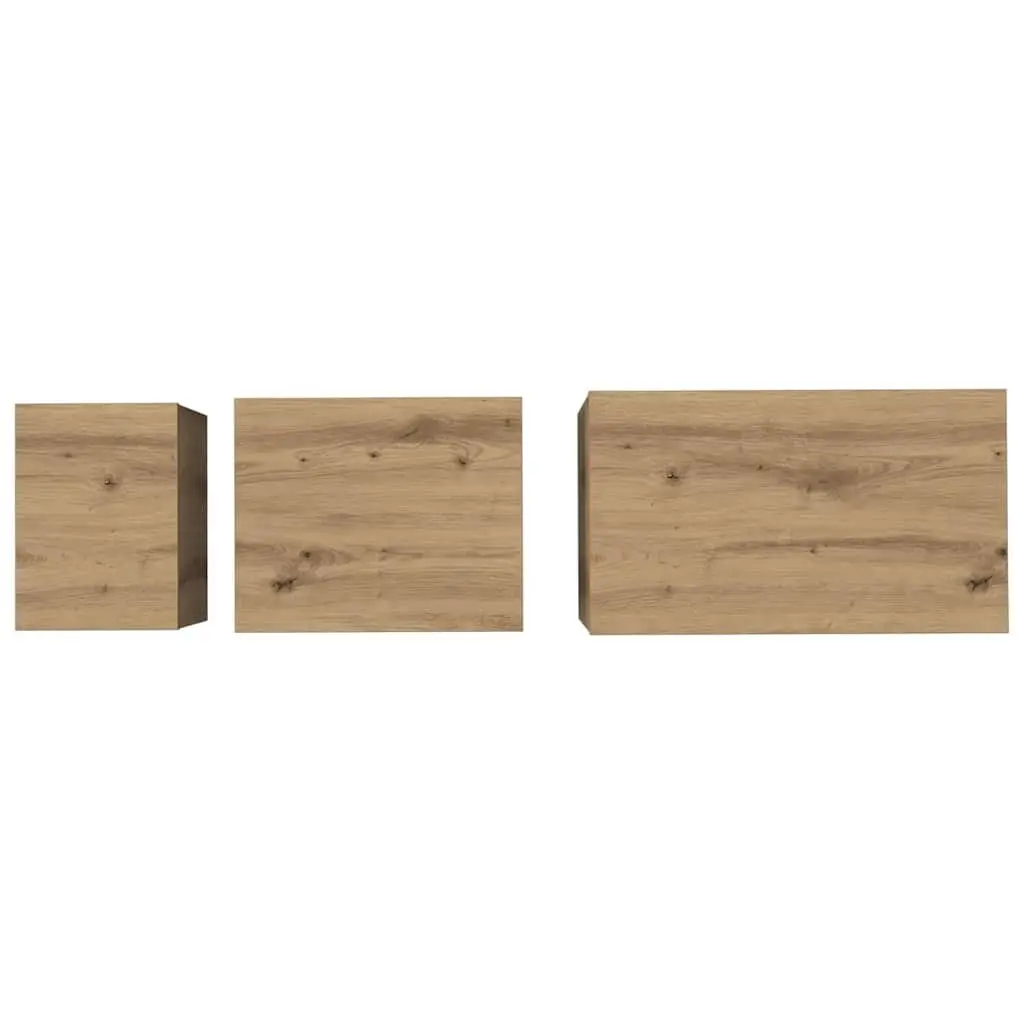 Nesting Coffee Table Set 3 Piece Living Room Brown Rectangular