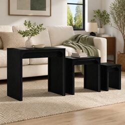 Nesting Coffee Table Set: 3 Pieces, Black Oak, Durable Design