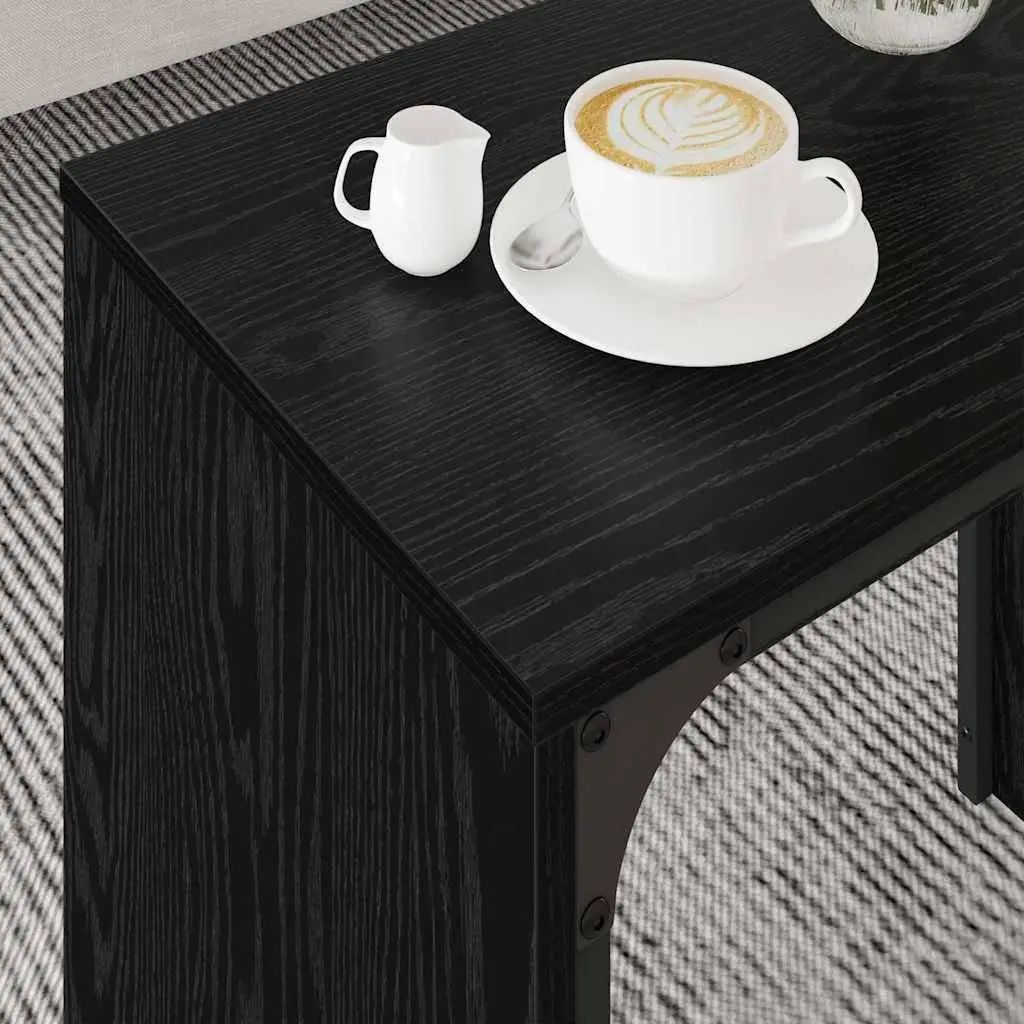 Nesting Coffee Table Set 3 Piece Black Oak Modern Living Room Accent Tables
