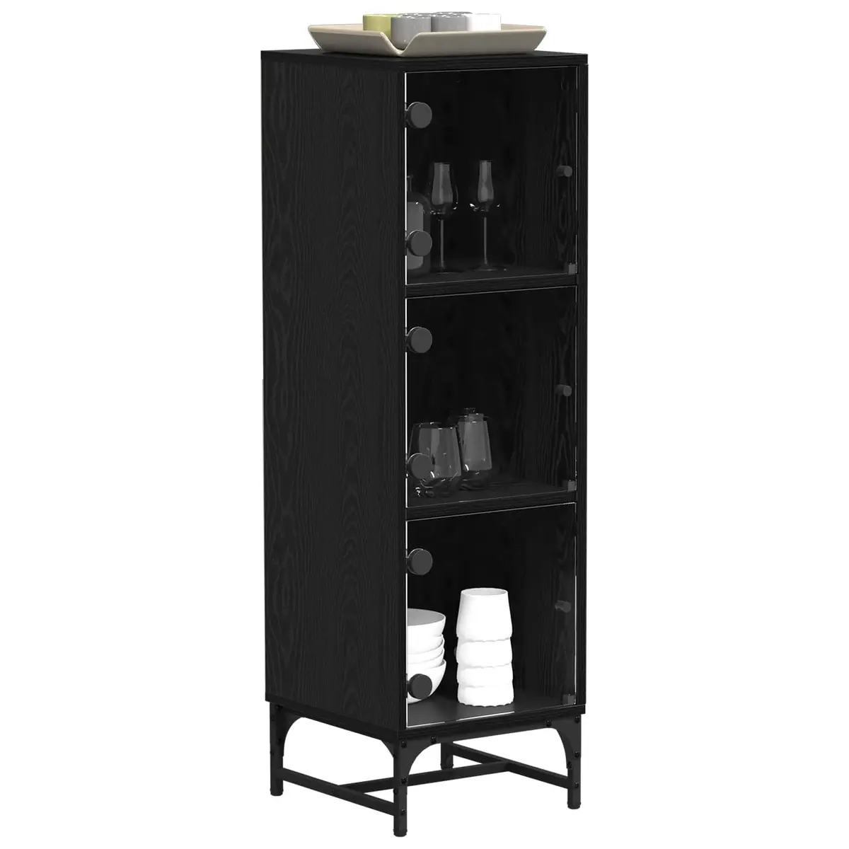 Black Sideboard with Engineered Wood Construction