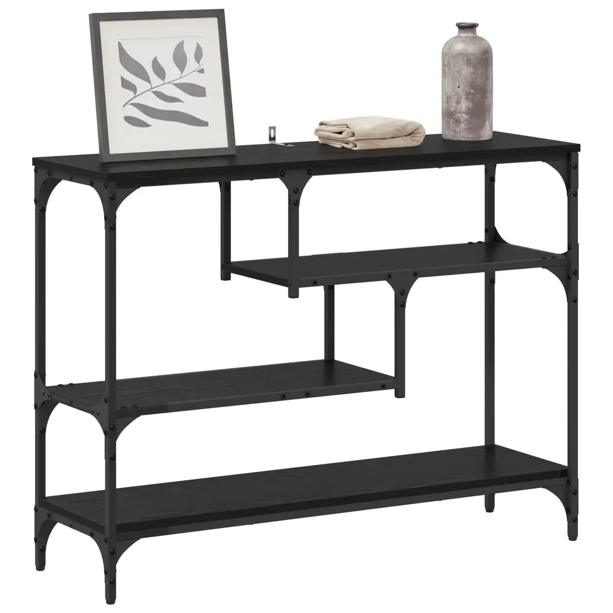 Black Console Table Narrow Hallway Accent End Table Industrial Style Home Decor