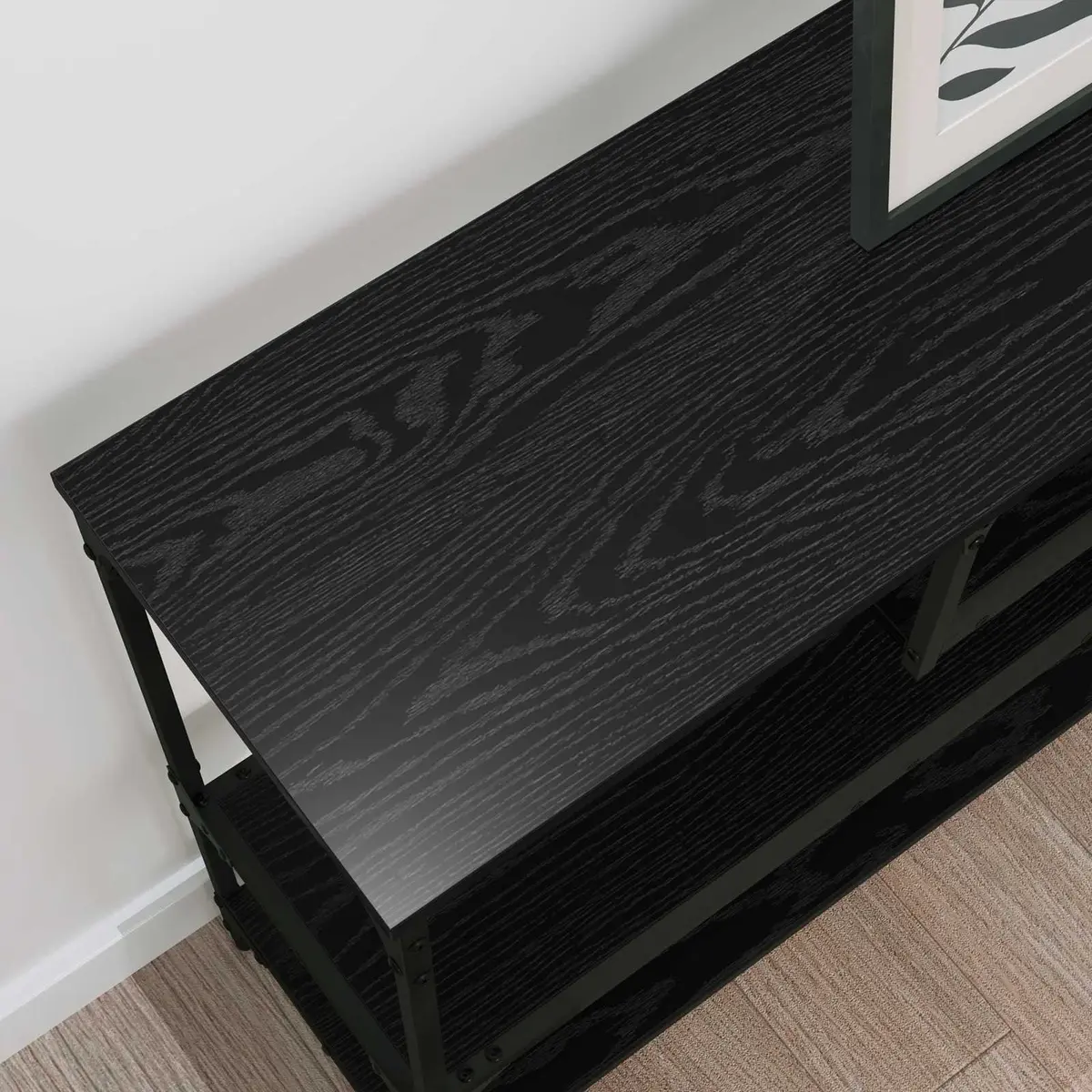 Black Console Table Narrow Hallway Accent End Table Industrial Style Home Decor