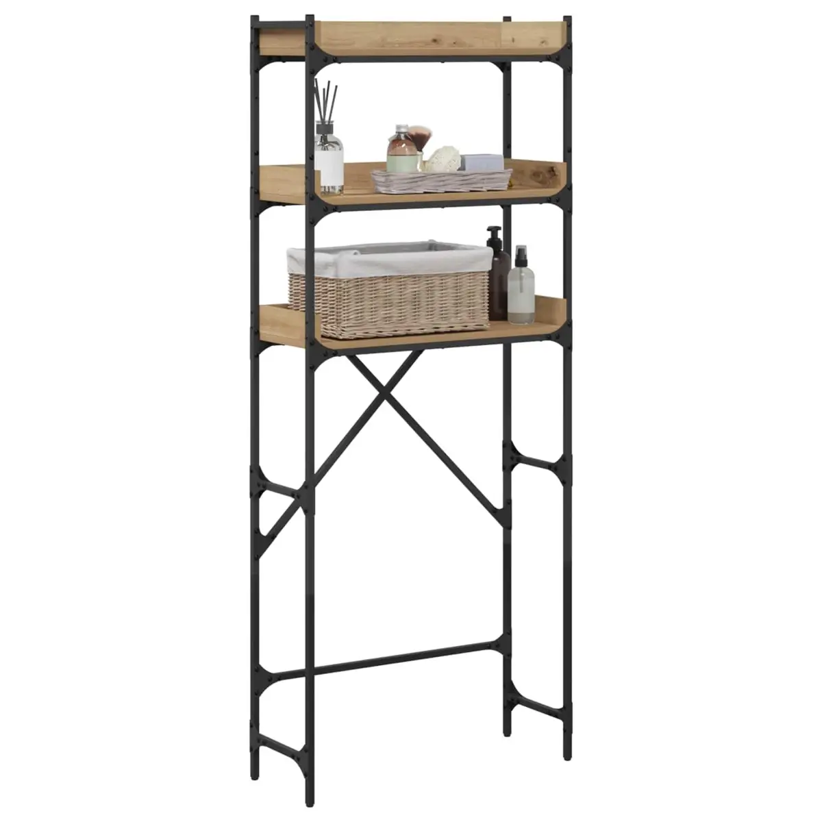 Washing Machine Shelf Laundry Room Storage Organiser Brown 67 x 25 x 163 cm