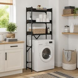 Laundry Shelf Unit Specifications: 67 x 25 x 163 cm, Black