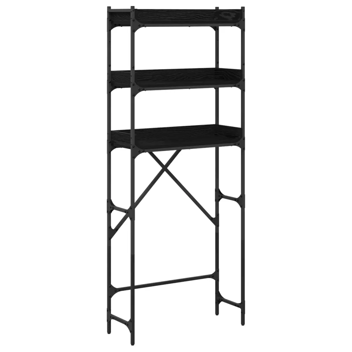 Laundry Room Storage Unit Black Modern Shelf Organizer 67x25x163cm