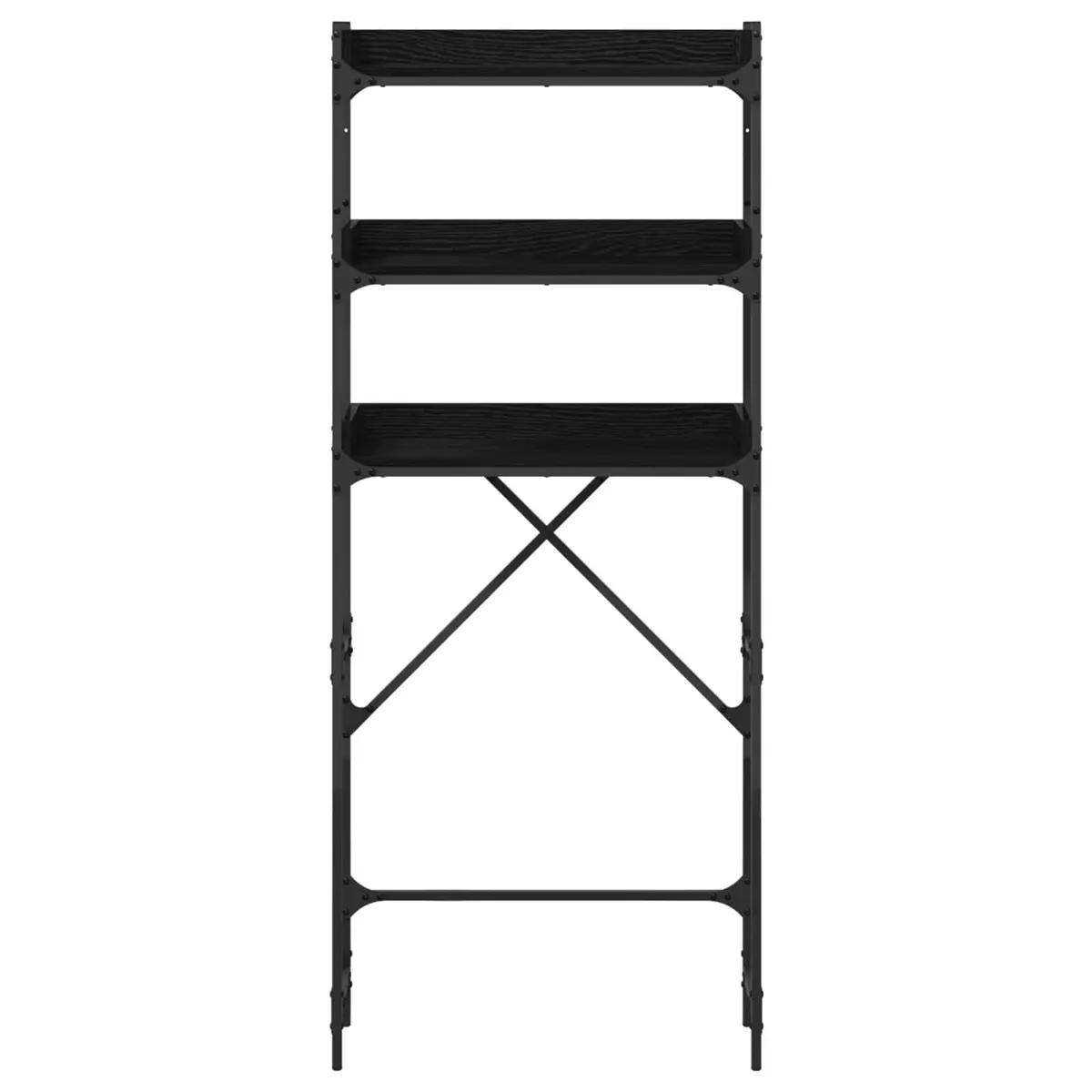 Laundry Room Storage Unit Black Modern Shelf Organizer 67x25x163cm