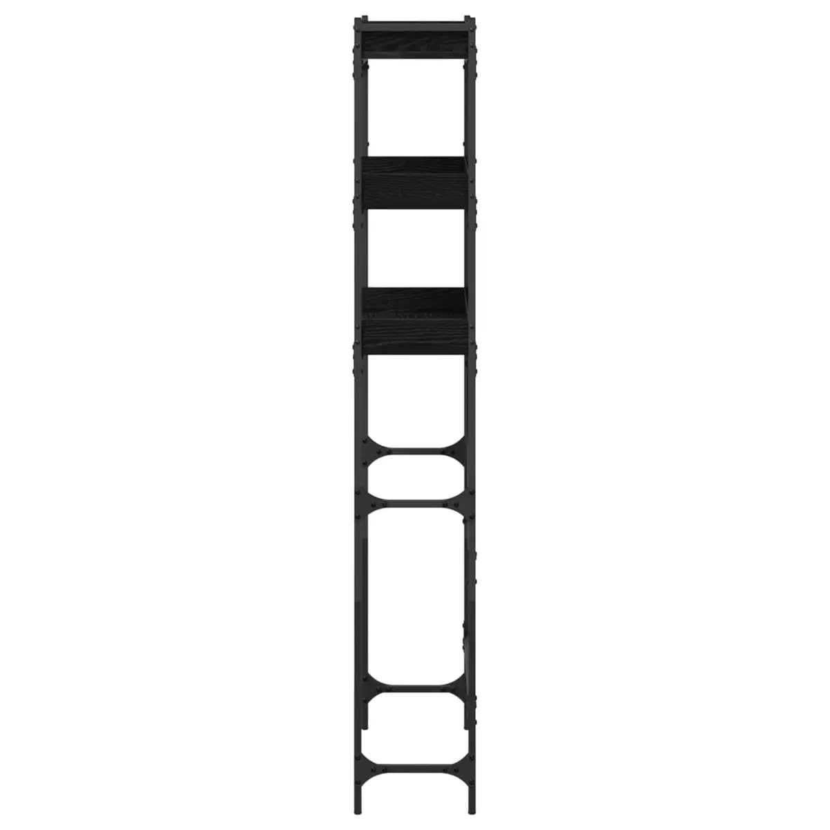 Laundry Room Storage Unit Black Modern Shelf Organizer 67x25x163cm