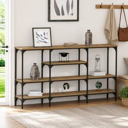 Console Table Dimensions: 160 x 29 x 80 cm, Brown Finish