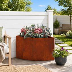45x45x35cm Corner Planter in Brown Steel for Outdoors