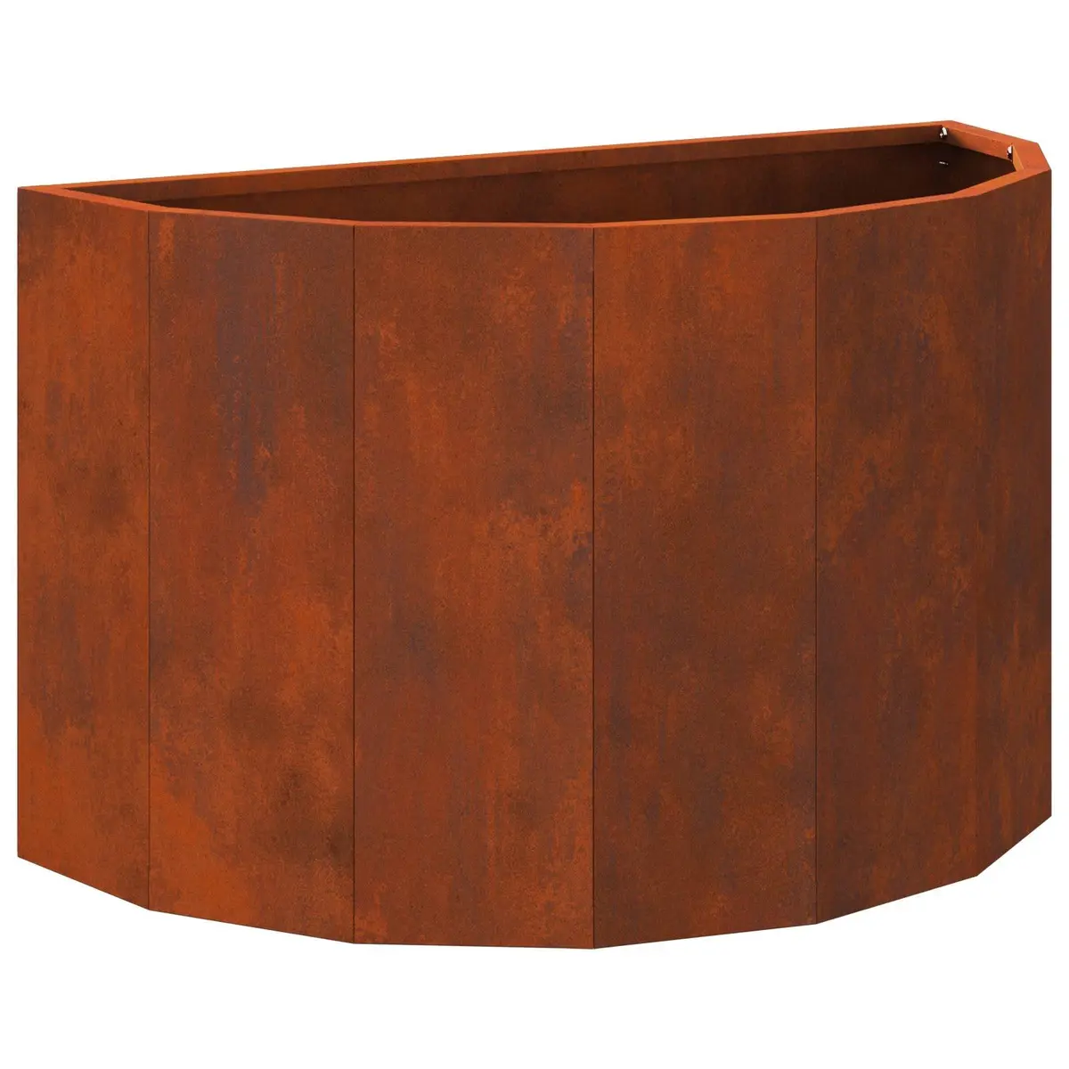 Half Round Garden Planter Outdoor 60x30x35cm Weathering Steel Brown