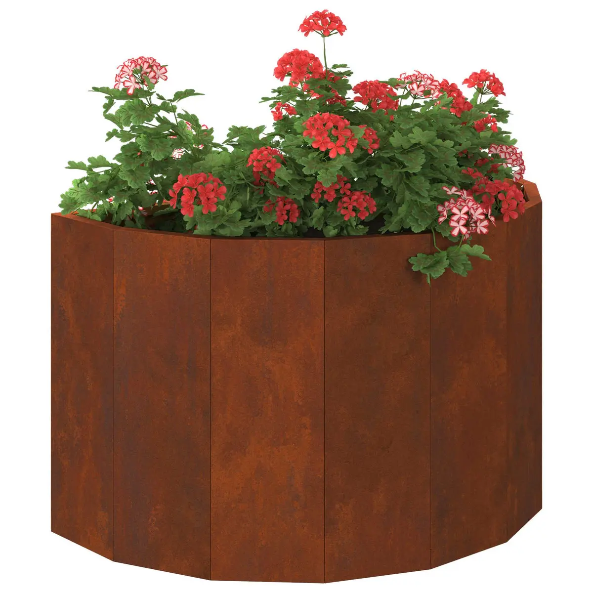 Half Round Garden Planter Outdoor 60x30x35cm Weathering Steel Brown