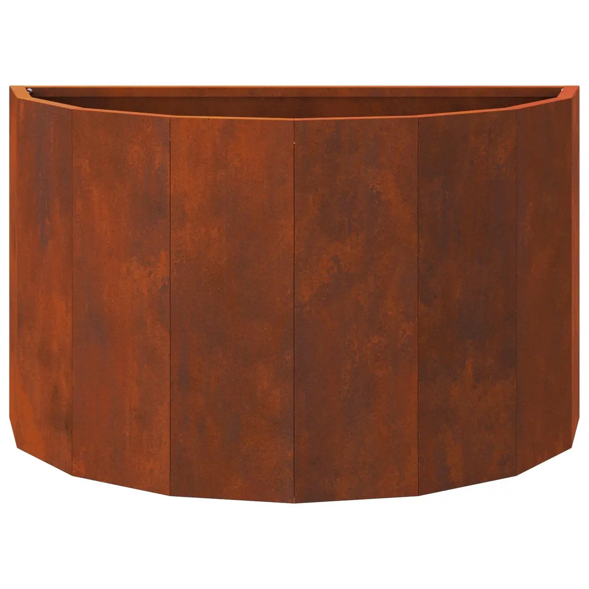 Half Round Garden Planter Outdoor 60x30x35cm Weathering Steel Brown
