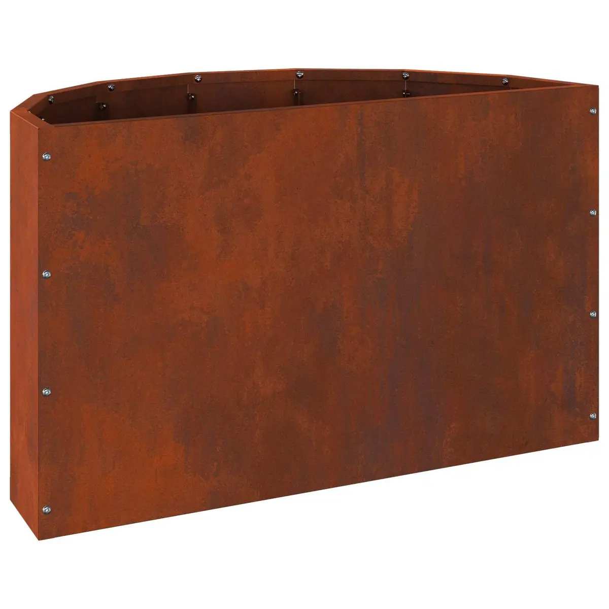 Half Round Garden Planter Outdoor 60x30x35cm Weathering Steel Brown