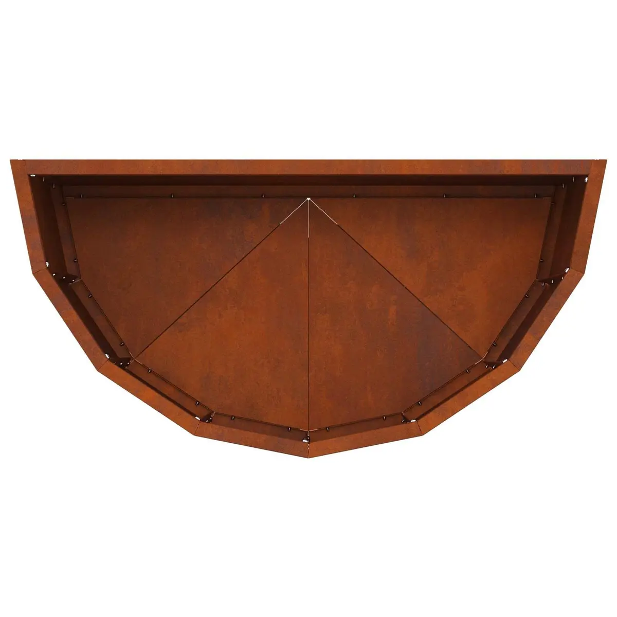 Half Round Garden Planter Outdoor 60x30x35cm Weathering Steel Brown