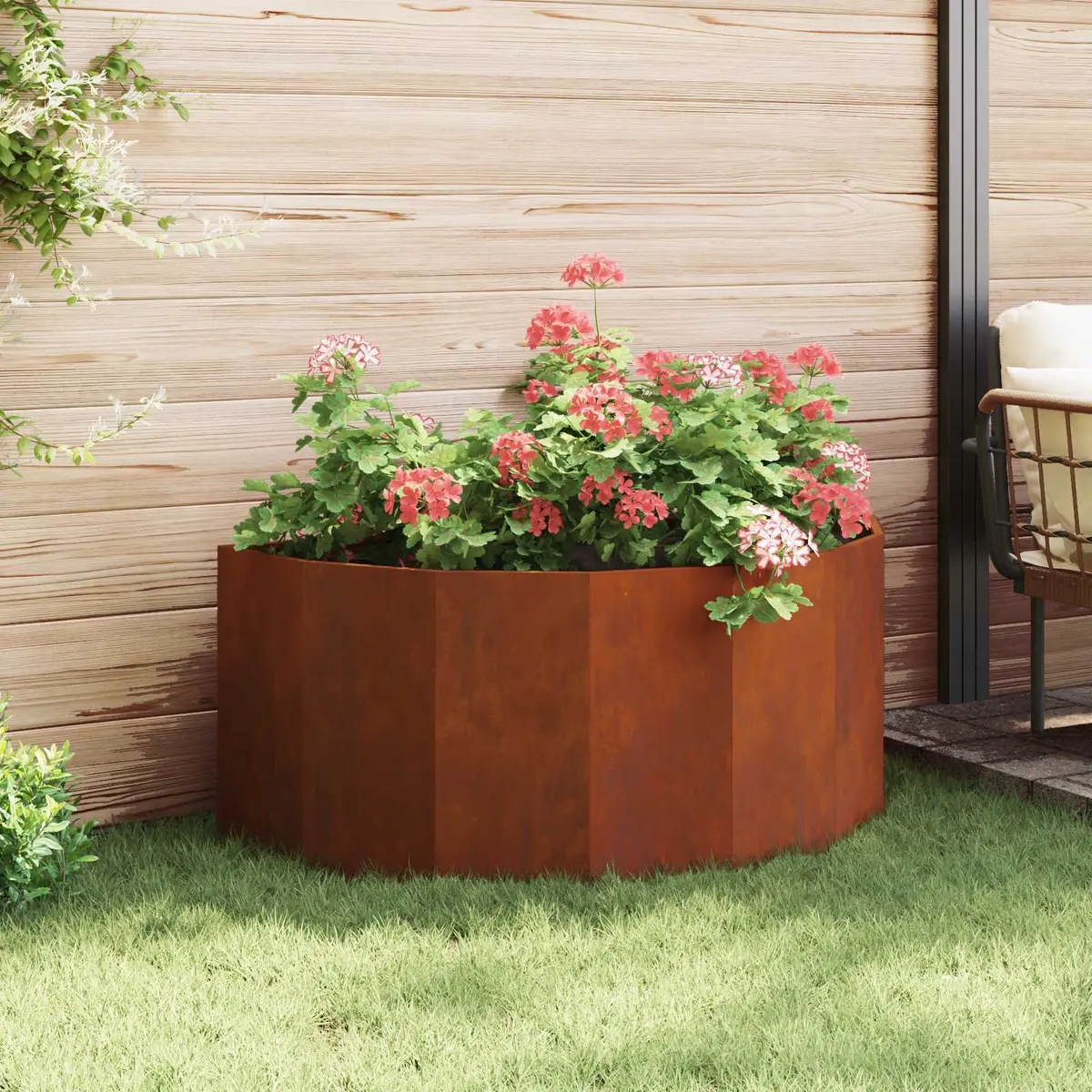 Half Round Garden Planter Outdoor Steel 120x60x50cm