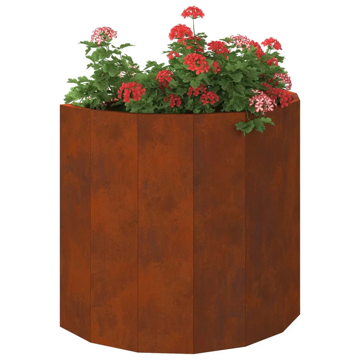 Half Round Planter Outdoor Use Weathering Steel Brown 60x30x50cm