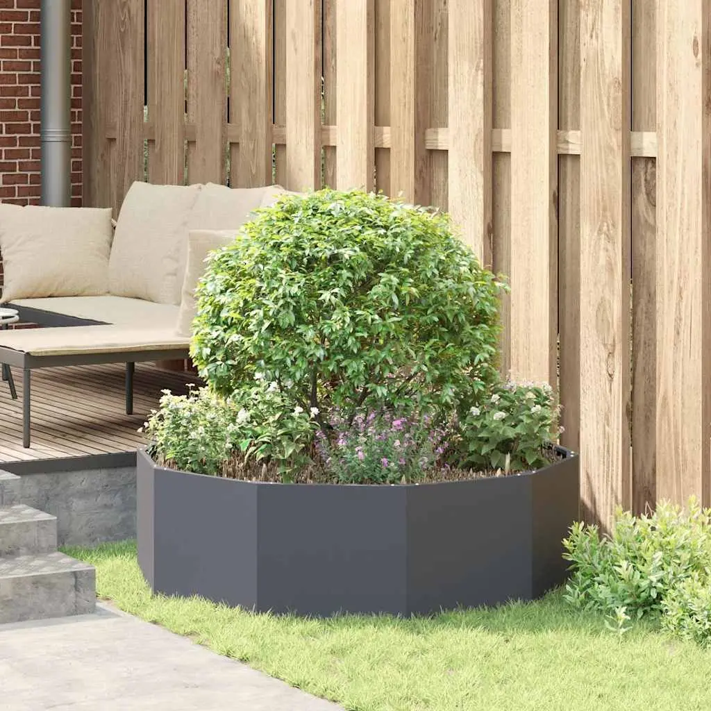 Round Anthracite Garden Planter 120x120x35cm