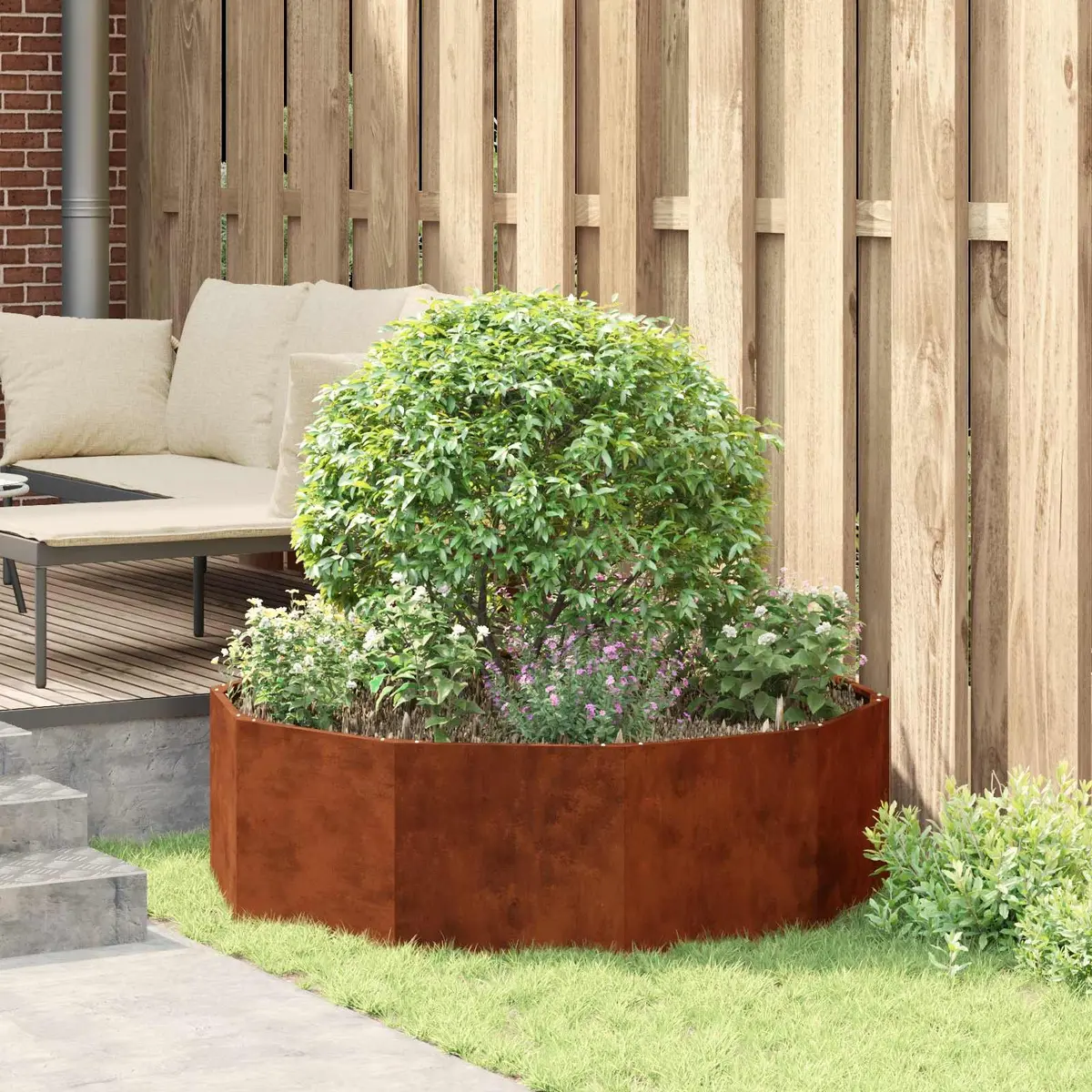 Round Garden Planter Outdoor 120 x 120 x 35 cm Steel