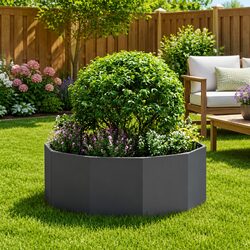 Round Outdoor Planter - 90 x 90 x 35 cm, Steel, Black